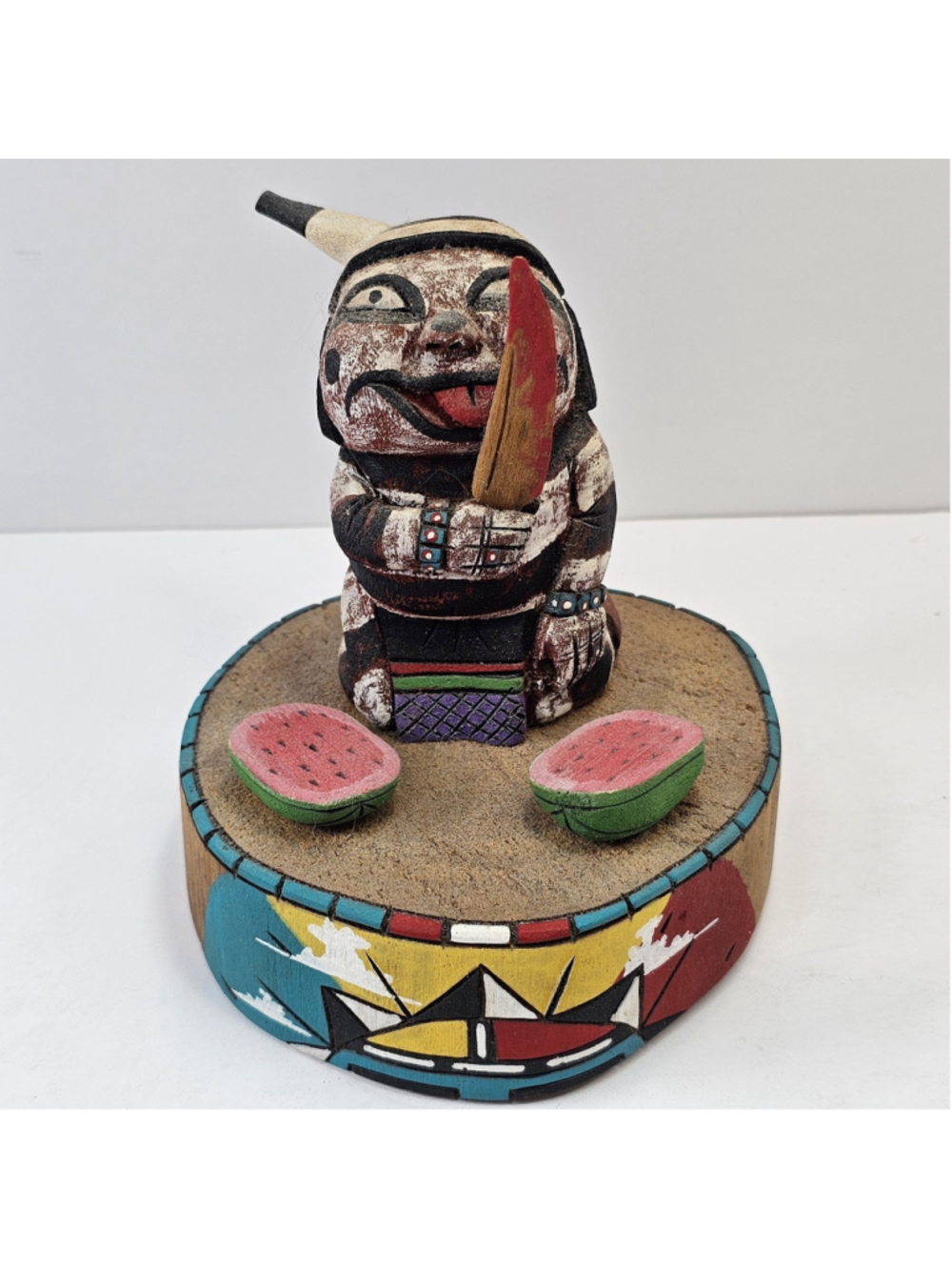 Alton Pashano Hopi Kachina Koyala Melon Break Carved Wood Figurine Damaged